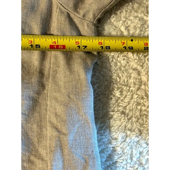 Rafaella Petites Womens Suit Beige Linen Embroidered Collared Button Classy 4P - Picture 8 of 11